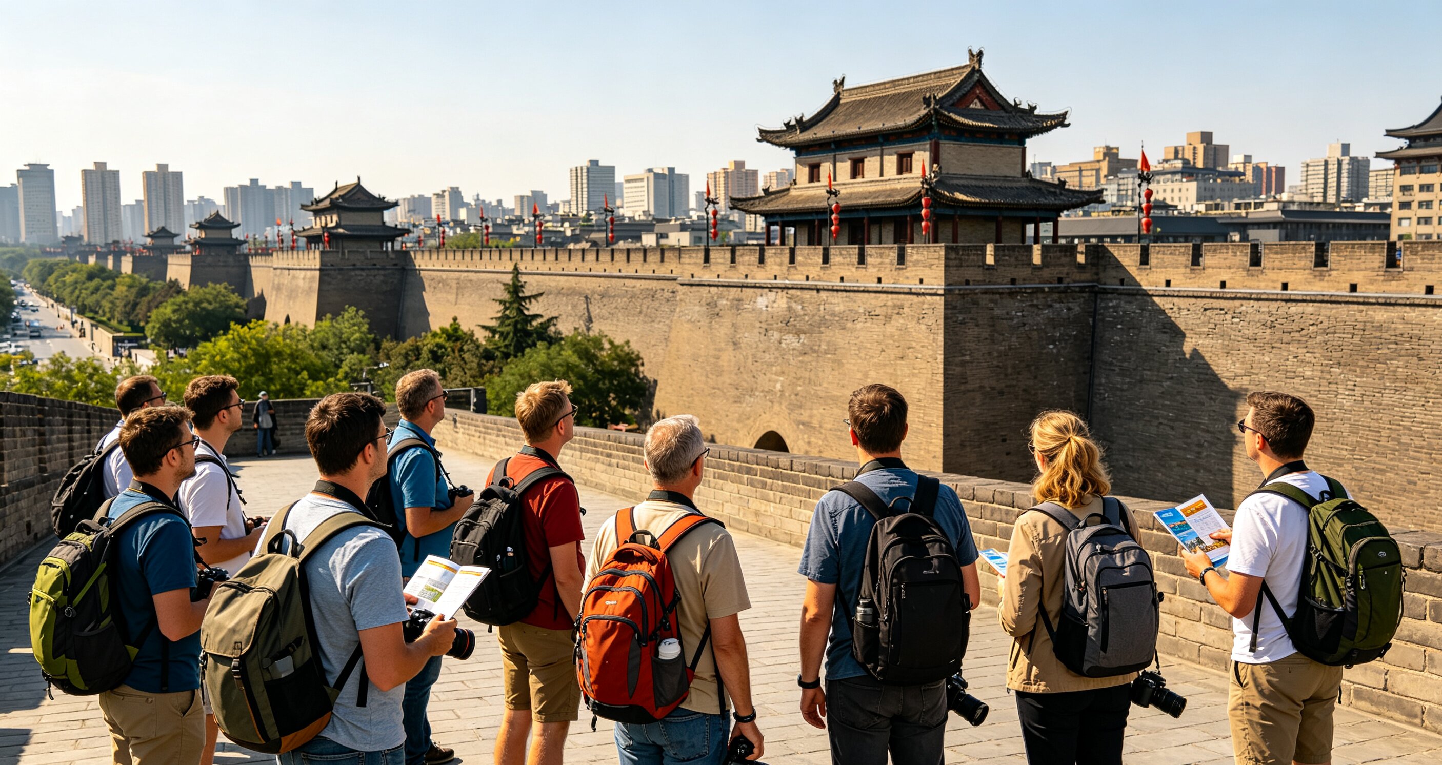 Ancient Xi'an city walls and the famous Terracotta Warriors archaeological site