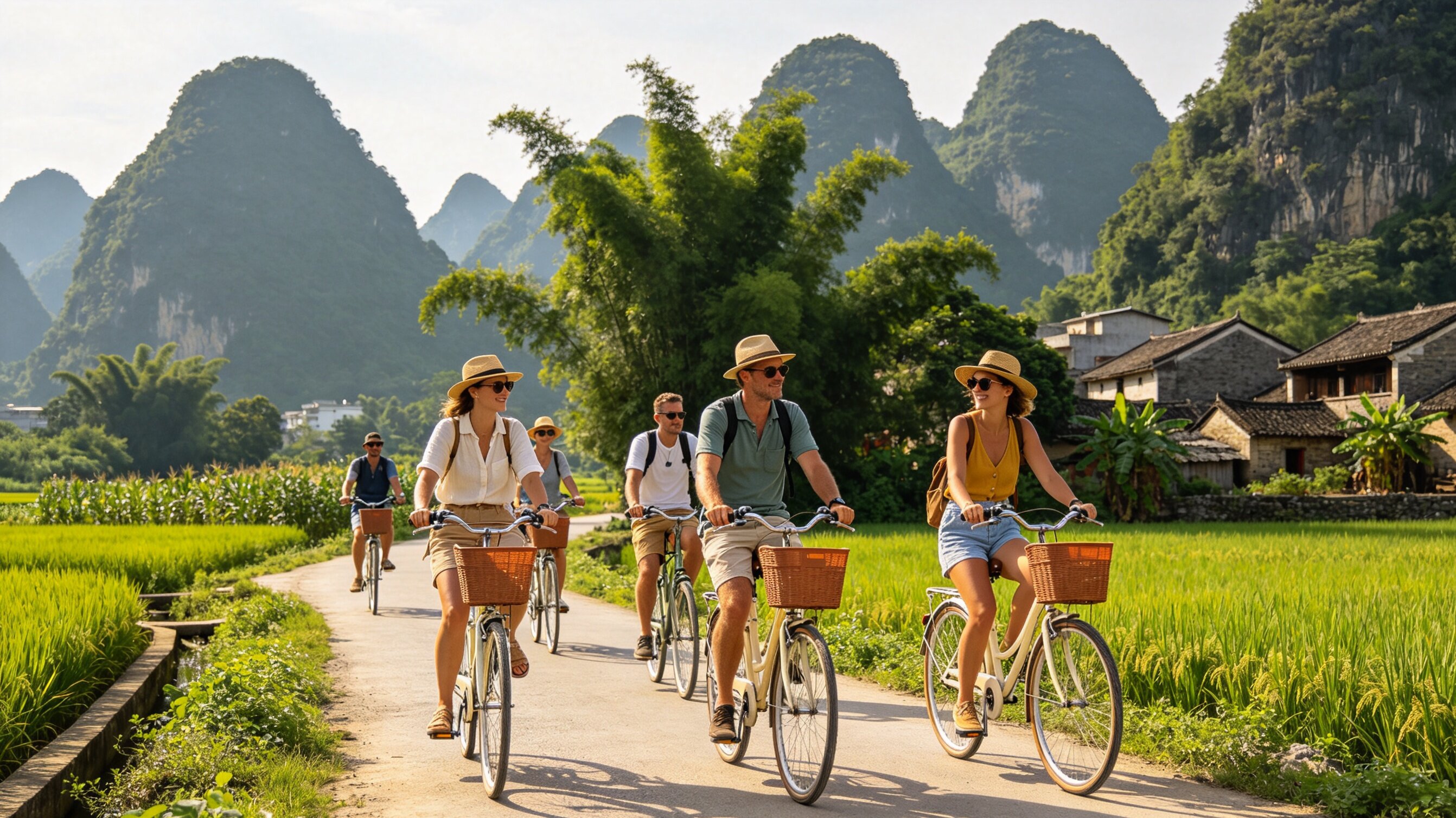 Misty karst mountains along the Li River in Guilin and Yangshuo